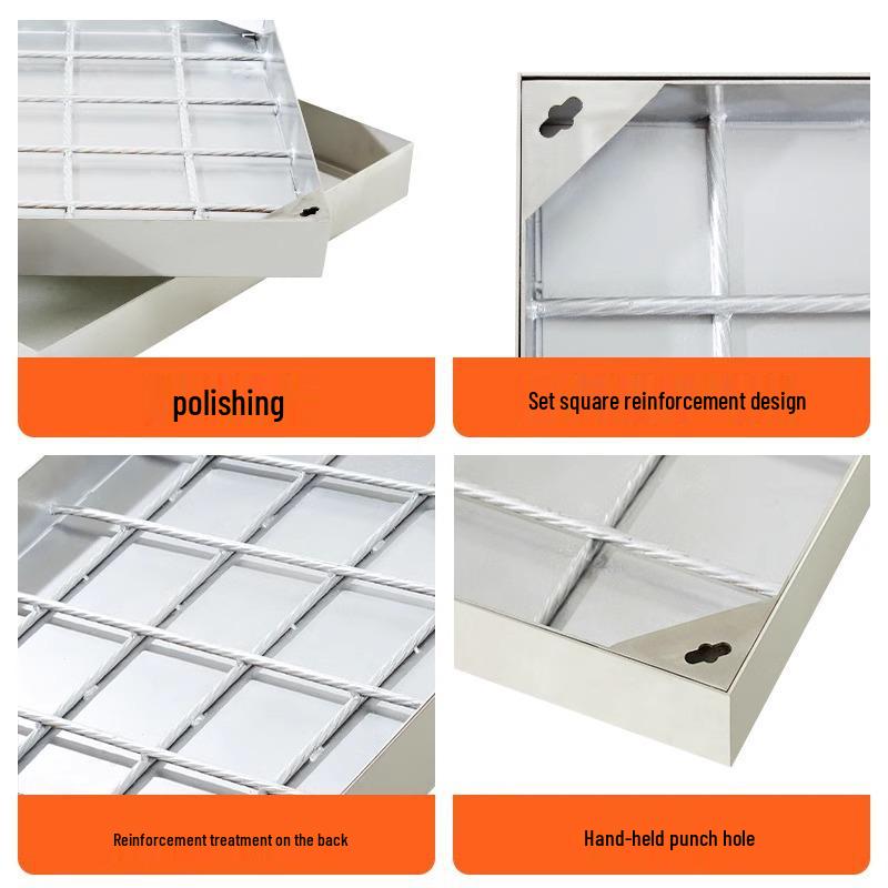 304 Stainless Steel Decorative Square Manhole Cover for Garden or Courtyard
