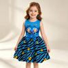 Girls Sleeveless Dress Witch Hunting Girls Group Full Print Galaxy Music Note Skirt with Big Bow Kids Princess Party Birthday Casual Sundress Little