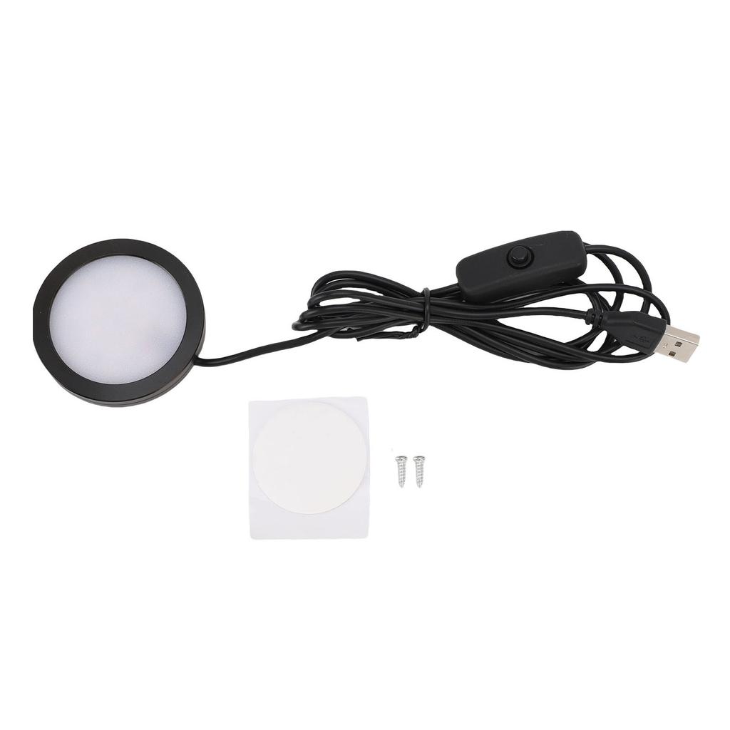 LED Round Light Ultra Thin Aluminum Casing Under Counter Lighting with 1.5m Cable for Ceiling Bedroom Kitchen USB Plug