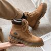 Новые ботинки Мужские ботинки с высоким голенищем Мужская кожаная обувь Зимняя мода Теплая обувь Уличные кроссовки На шнуровке Нескользящие ботильоны Мужские