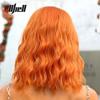 Длинный медный рыжий парик до плеч, оранжевый синтетический парик с волнистыми волнами для женщин, термостойкий повседневный парик для косплея на Хэллоуин с челкой