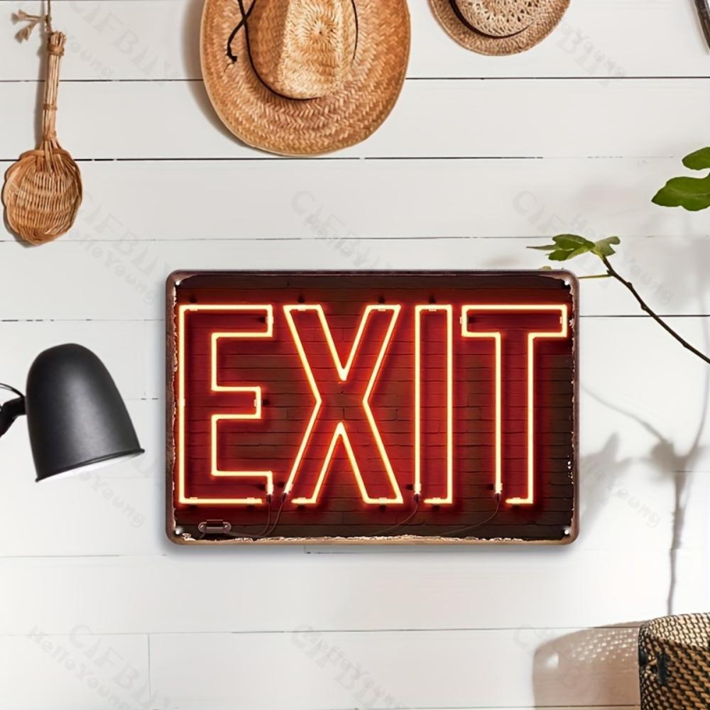 Vintage Neon Exit Sign Metal Wall Art Perfect for Home Bar Garden Coffee Shop Ideal for Christmas Thanksgiving Halloween Decor