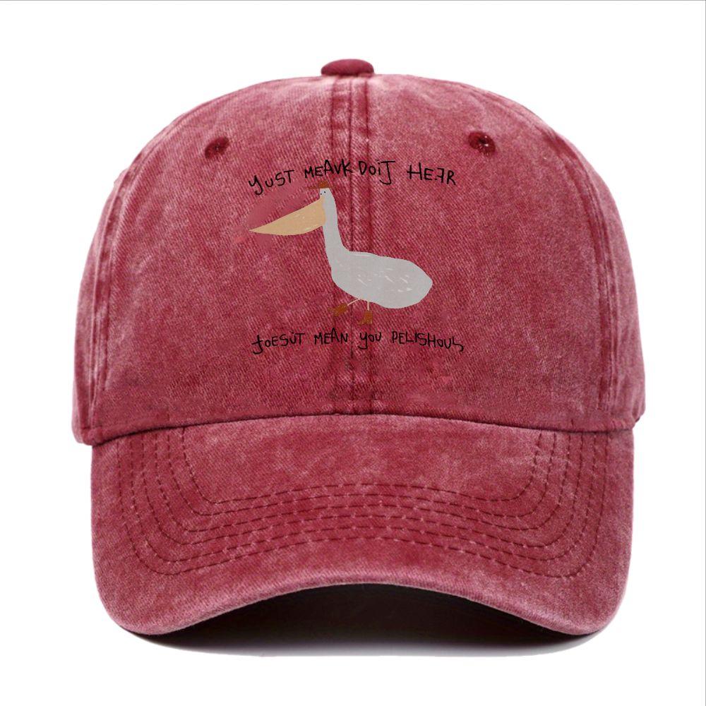 pc Retro Washed Distressed Baseball Cap Unisex Printed Cowboy Goose Pattern Daily Outdoor Fun Hat