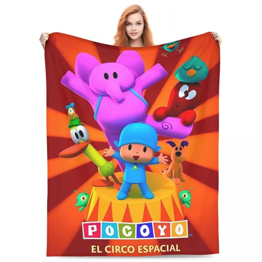 Cute Cartoon PPOCOYO Anime Printed Blanket Picnic Flannel Throw Blanket For Bedroom Warm Soft Custom DIY Quality Bedspread Gift