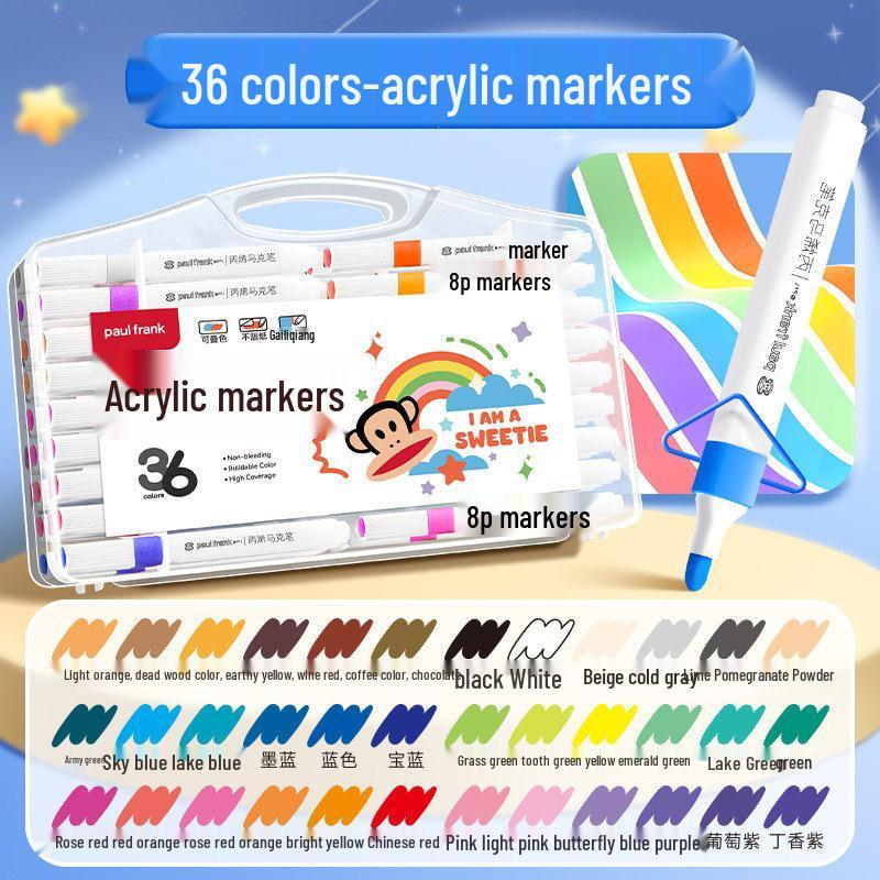 Washable Non-Bleeding Acrylic Markers for Kids - Stackable, Watercolor Pens for Elementary Students