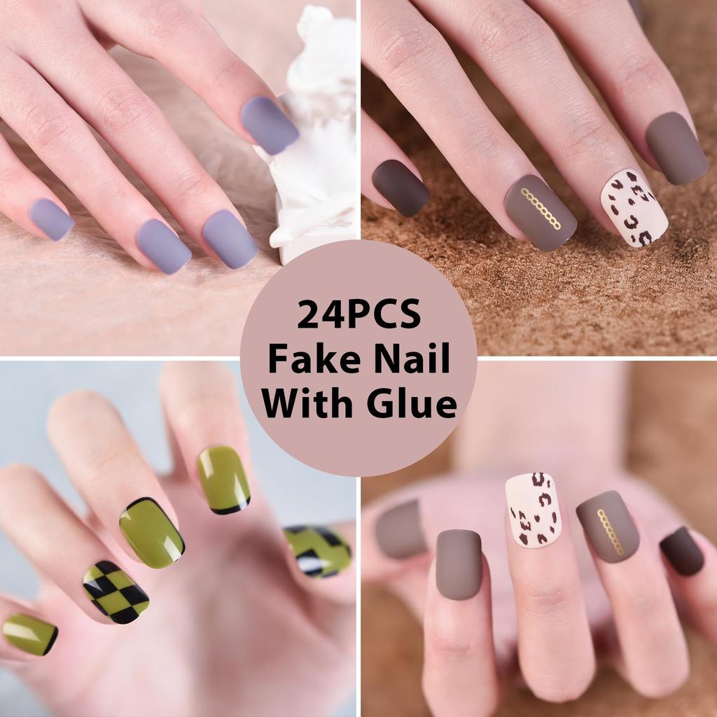 kads 24 шт. переносные накладные ногти с полным покрытием, накладные ногти с клеем, съемный французский дизайн ногтей