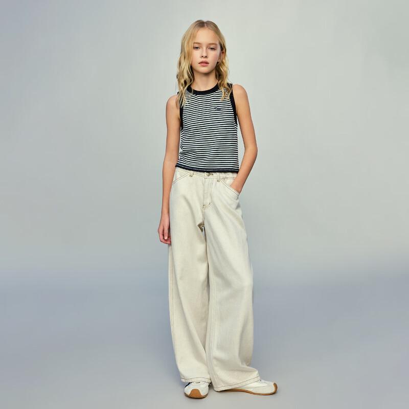 ELLE KIDS Классический вязаный жилет в полоску с вышивкой для девочек