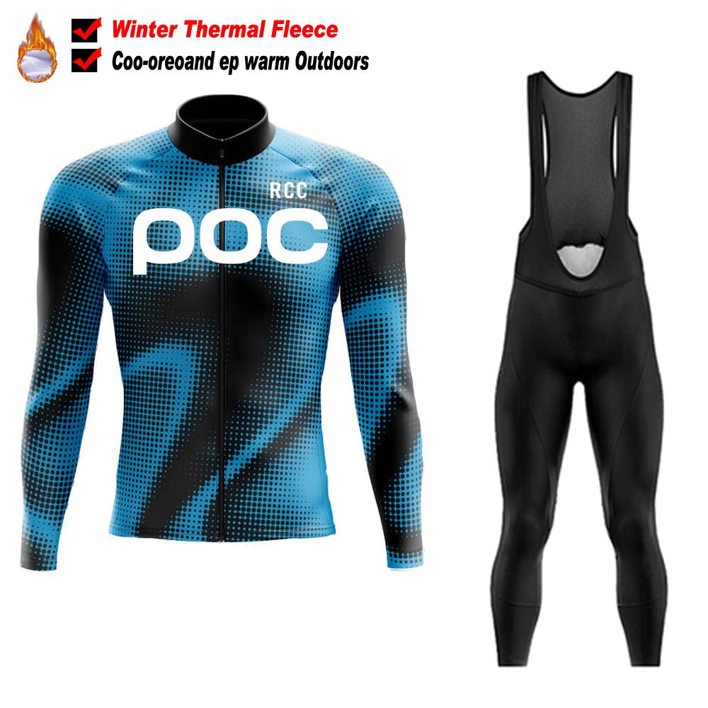 RCC POC Team Winter Cycling Jersey Set Bicycle Sportwear Suit MTB Uniform Ciclismo Road Bike Clothing Bicicleta