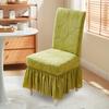 Jacquard Dining Chair Cover Elastic Chair Slipcover with Long Ruffled Skirt Stretchy Chair Cover for Dining Room Wedding Banquet Decor