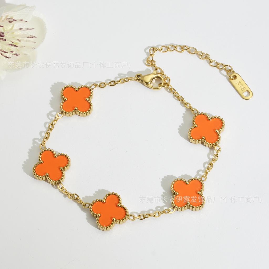 Браслет женский из 18-каратного золота «Четырехлистный клевер» Модный и трендовый браслет «Счастливый четырехлистный клевер»