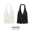 Fashion Style 2024 Autumn New Women's Clothing Open Back Hanging Collar White Sleeveless Casual Tops 4772125