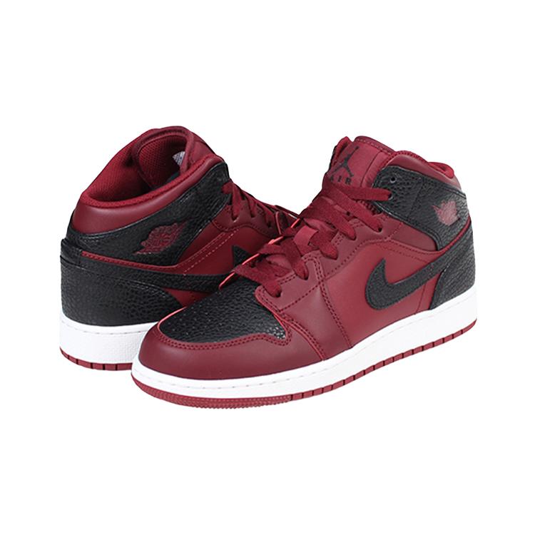 Jordan 1 Mid Team Red Black White GS 554725-601