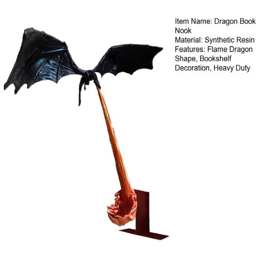 Книжный уголок «Пламя дракона» на Хэллоуин, готический летающий дракон, подставка для книг, скульптура в виде крылатого дракона, вставка для книжной полки