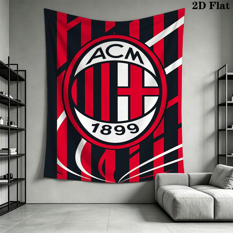 Логотип AC Milan Настенное Полотно Печатное Тканевое Покрывало Декоративные Гобелены для Спальни Гостиной Домашний Декор