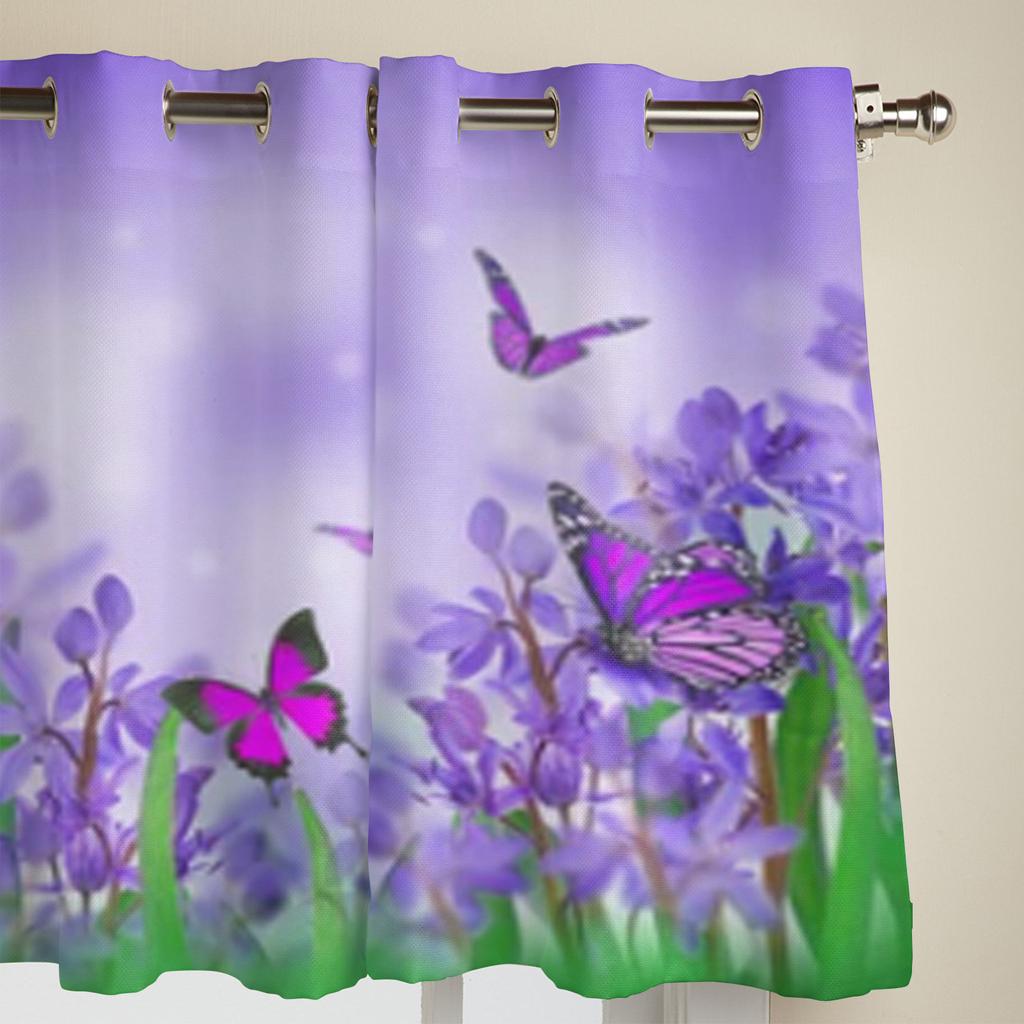 Spring Flower And Butterfly Window Curtain For Living Room Bedroom Decoration Curtains Luxury Kitchen Valance Curtains