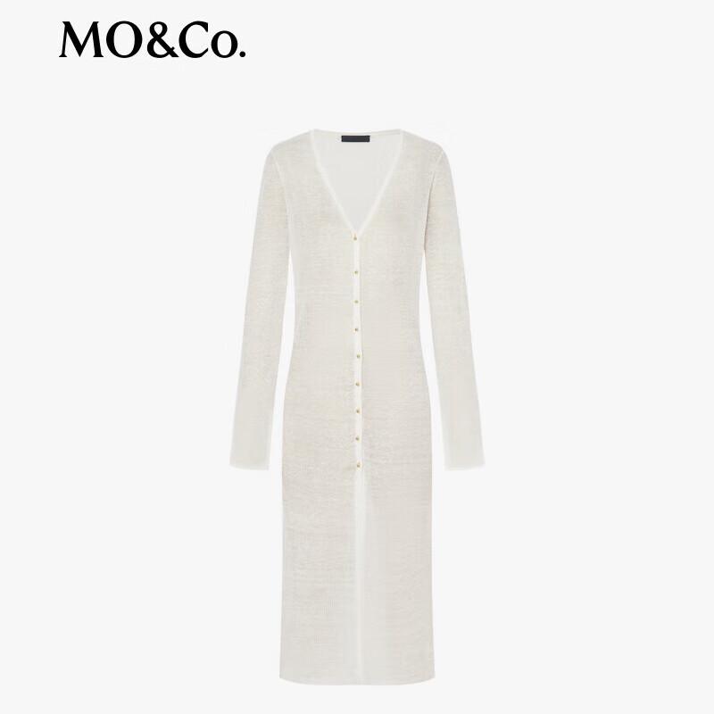 MO&Co. Women's Long V-Neck Knit Cardigan