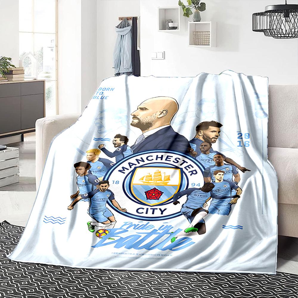 Manchester Crest Blankets Flannel Printed Breathable Warm Throw Blanket for Home Office Bedspreads 0708a4