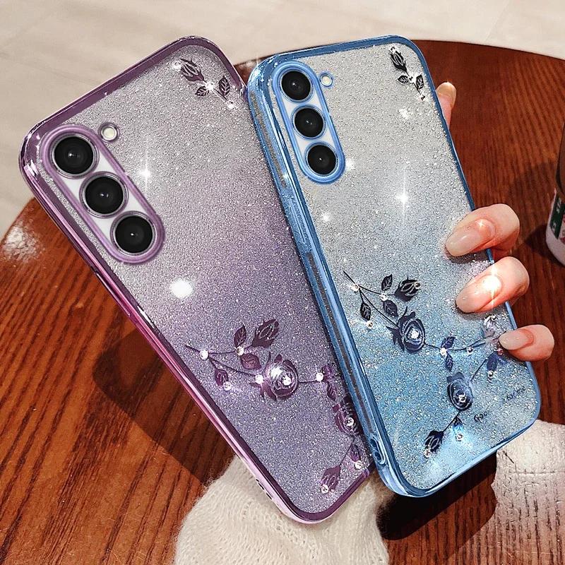 Чехол для телефона SoCouple для Samsung S24 S23 S20 S21 S22 FE S9 S10 S8 Plus Note 20 Ultra с блестками, стразами и бриллиантами