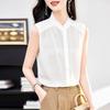 Женская летняя новая шелковая рубашка без рукавов однотонная внутренняя с фестончатым краем шелковый топ-подкладка из тутового шелка