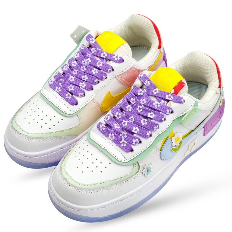 New Shoelaces for Sneakers Flat Printed Cherry Blossoms Shoe Laces High-top Canvas Shoelace For AF1 Woman Man Sport Shoe Strings