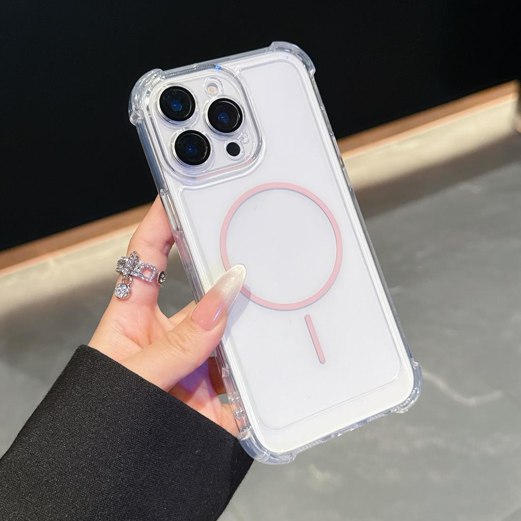 Роскошный прозрачный противоударный чехол для Magsafe для iPhone 11 12 13 14 15 16 Pro Max Plus Магнитный мягкий бампер Жесткая акриловая задняя крышка