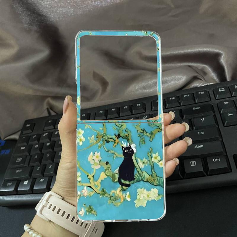 Для Samsung Z Flip 7 Милый Чехол-Кот для Samsung Galaxy Z Flip 7 5G Прозрачная Жесткая Пластиковая Складная Крышка для Z Flip 7 Чехол