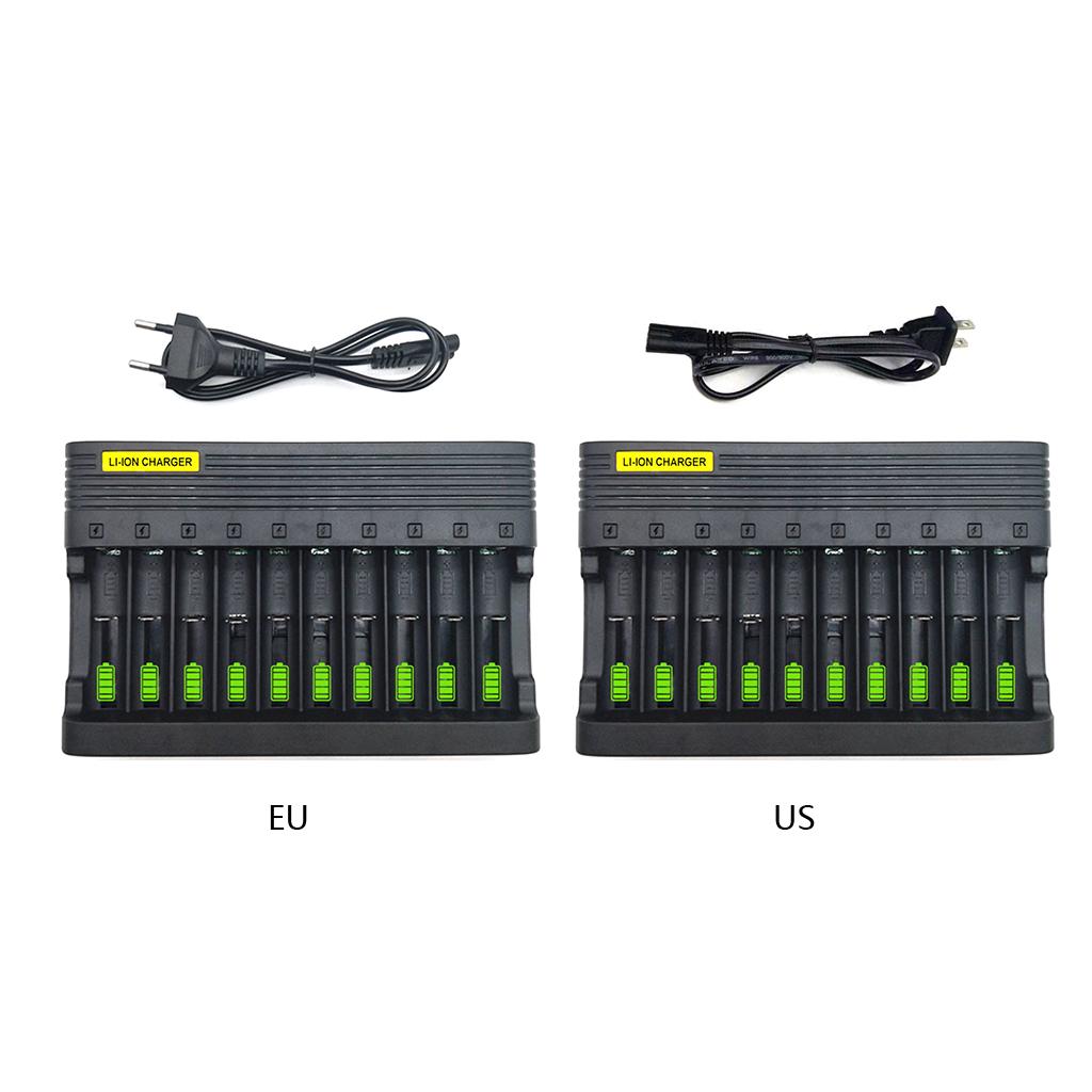 Зарядное устройство для Li-ion аккумуляторов 14500 16340 18650, 10 слотов, 3.7/4.2V, EU US