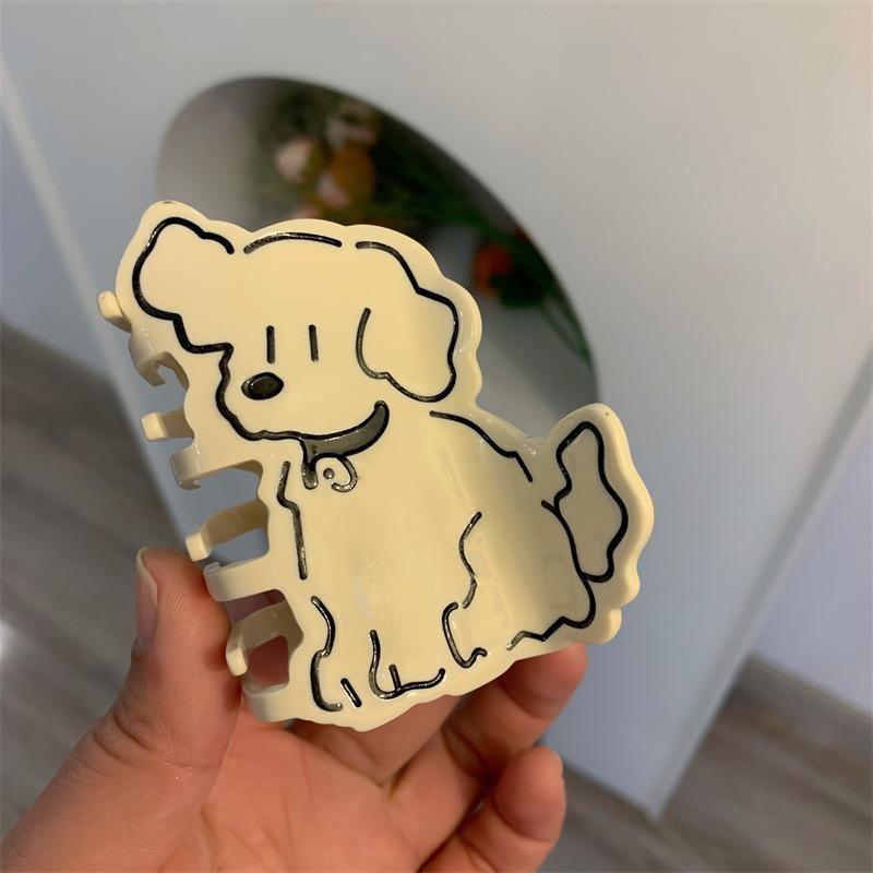 1 шт. Милый кремовый зажим для волос с уксусной кислотой в виде собаки, Изысканный, милый, мультяшный зажим-краб для волос, Новый зажим для волос