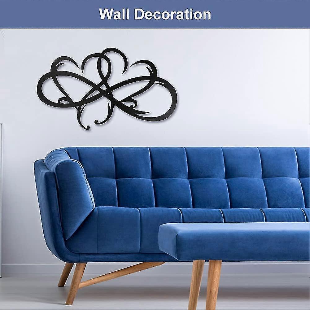 Heart Metal Wall Decoration, Infinite Double Heart Steel Wall Decoration, Personalized Love Wall Logo, Family Outdoor Bedroom Art Decoration, Annivers