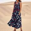 Women's Summer Casual Fashion Flower Printed Sleeveless  Pocket Dress