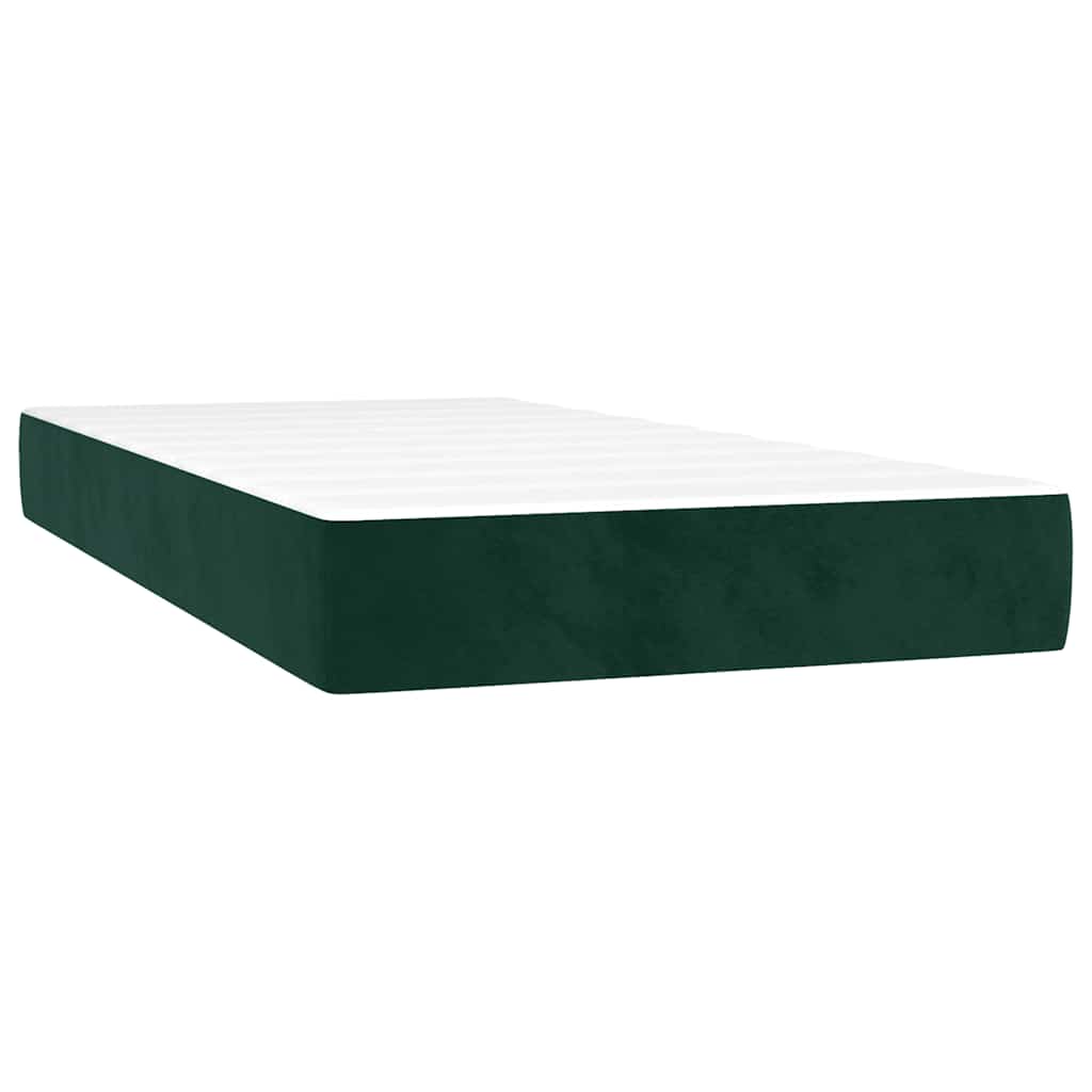 Box Spring Bed with Mattress Dark Green 90 x 190 cm Velvet