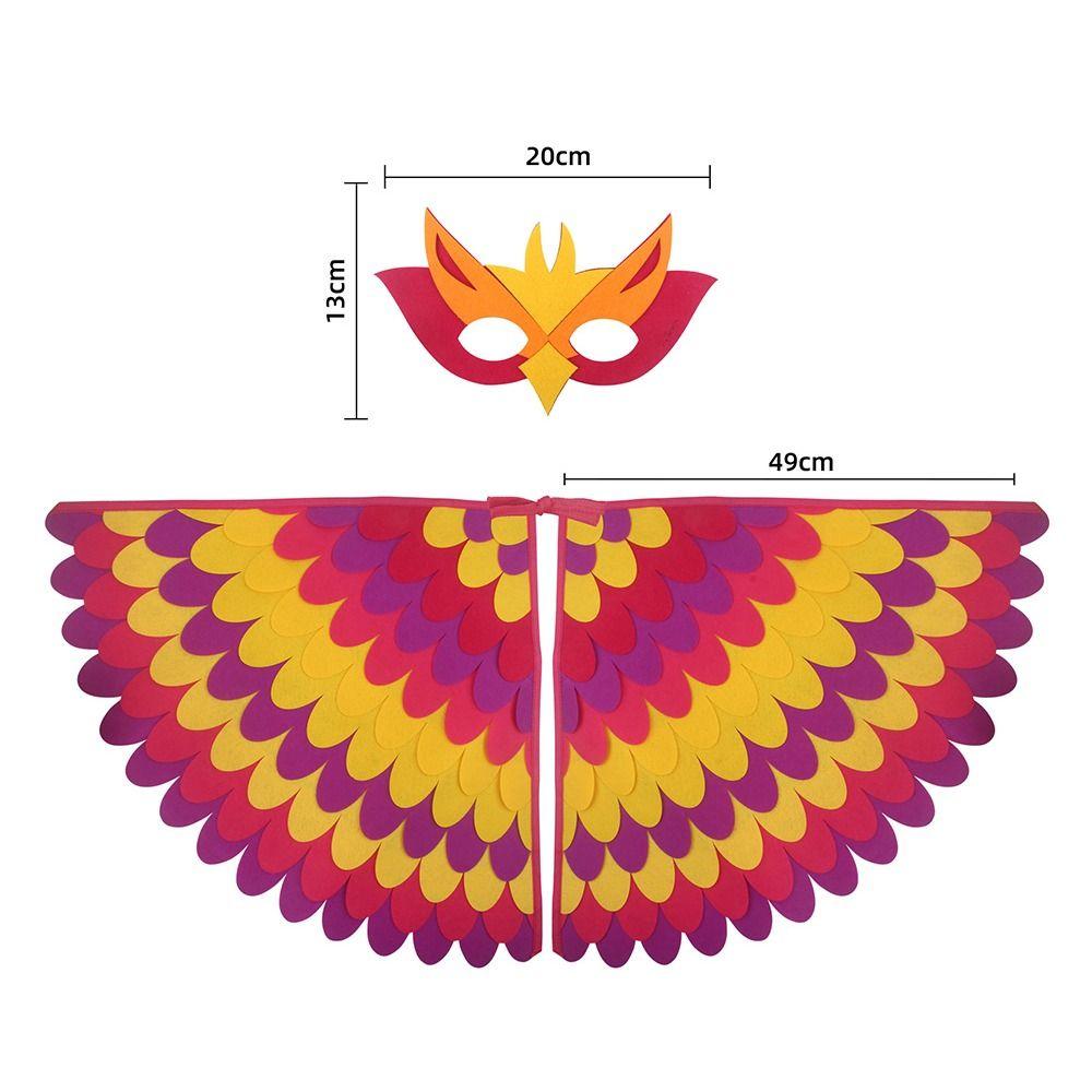 Peacock Owl Animal Bird Wings+Mask Suit Stage Performance Felt Winged Cloak Halloween Felt Cape