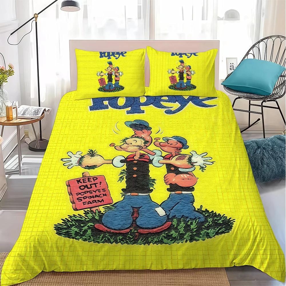 Exquisite Cute Cartoon P-popeye Bedding Set Kids Duvet Cover Pillowcase Youth Kids Girl Boys Gift Bedroom Decoration135x200cm