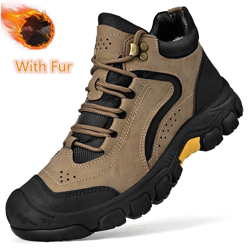 Мужские повседневные кроссовки, зимние ботинки, натуральная кожа, стильные мужские ботинки для отдыха 2024 года, роскошные ботильоны, теплые плюшевые зимние ботинки с мехом