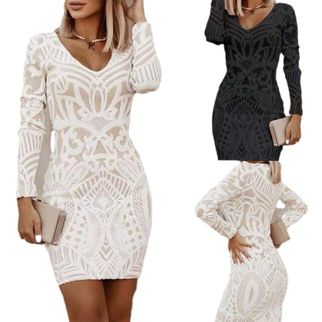 Женское модное темпераментное платье средней длины с тонким швом и запахом на бедрах