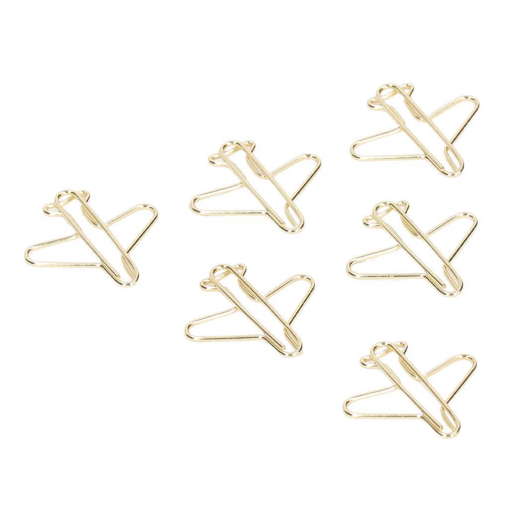 100pcs Paper Clips Portable Anti Rust Electroplating Gold Cute Airplane Shaped Metal Paper Clip for 