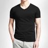 Men's Stretch Lycra Cotton V-Neck Solid Color Slim Fit T-Shirt