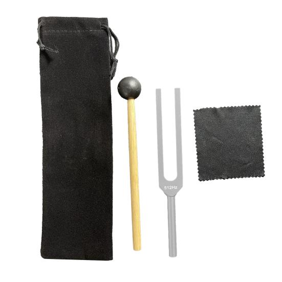 Aluminum Tuning Fork with Wooden Hanmmer Wrench Rag 128/256/512HZ Healing Instrument Tuning Fork Yoga Meditation Relaxation Accessories