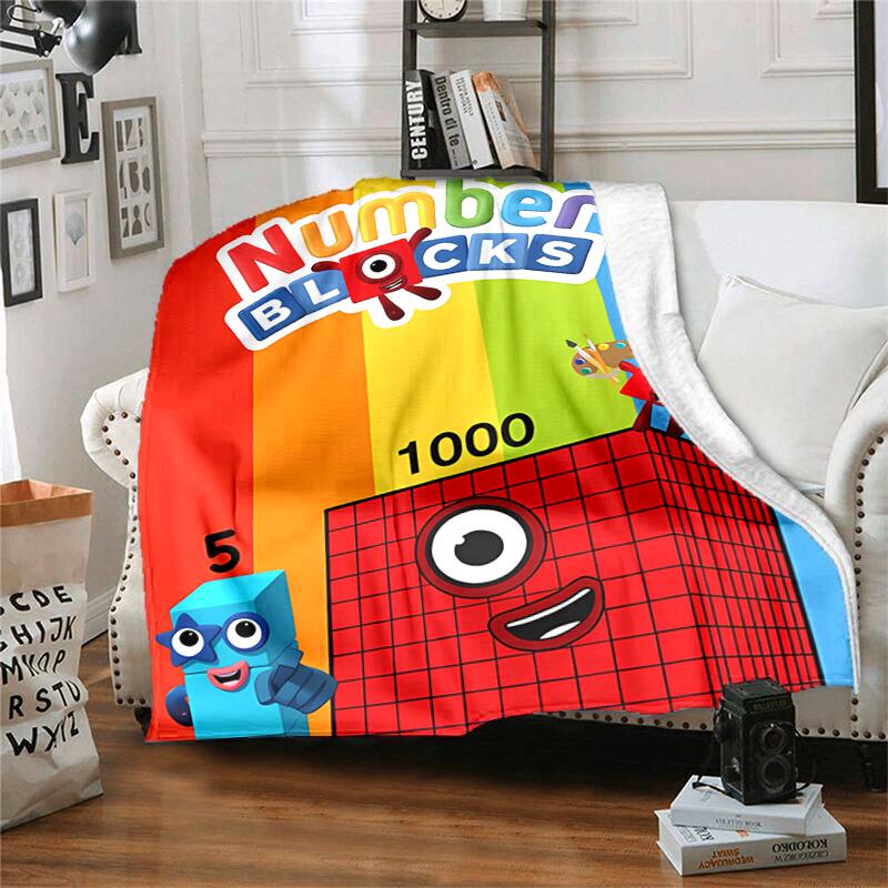 1pc Blanket Numberblocks Print Design, Lightweight Blanket for Sofa, Bed- Soft &Warm, Gift for All Seasons like Christmas, Halloween