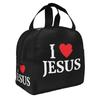 I Love Jesus Text Print Lunch Bags Insulated Bento Box Lunch Tote Leakproof Picnic Bags Thermal Bag for Woman Girl School