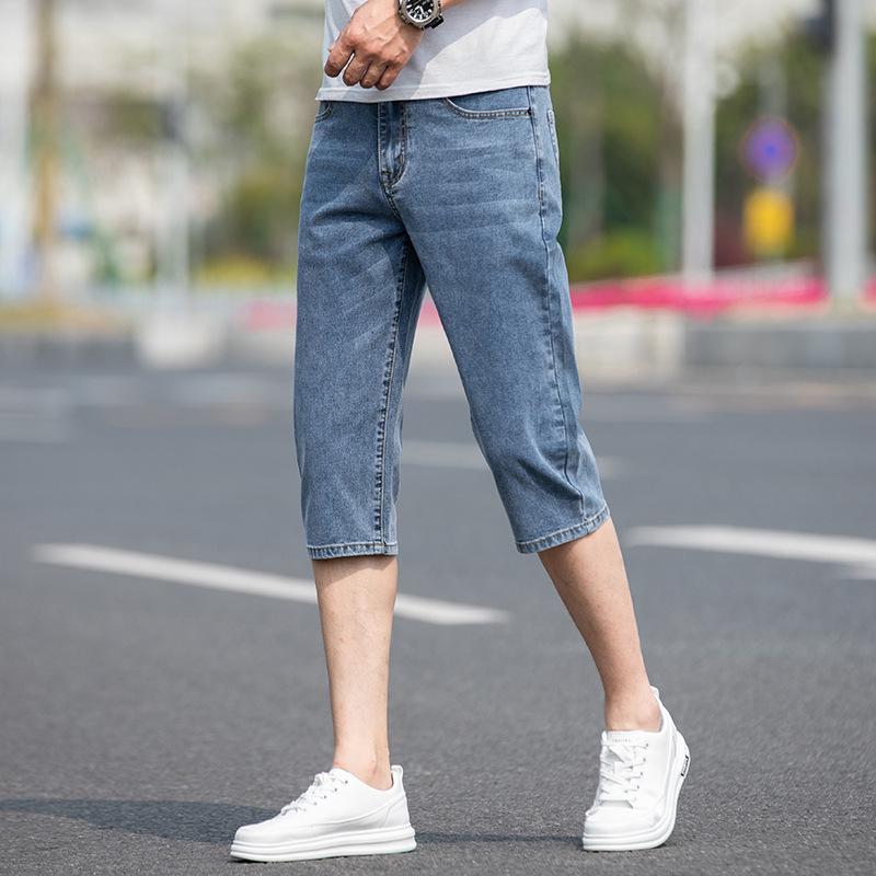 Модные мужские свободные прямые укороченные джинсы на все времена года
