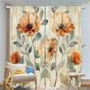 2Pcs Vintage Floral Curtains 3D Orange Poppy Pattern Living Room Bedroom Balcony Sunshade Art Decor Curtains