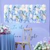 4-Pack Blue Silk Rose Floral Wall Panel, 24x16 Inch Artificial Flower Backdrop, Spring Summer Photo Booth Decor for Wedding