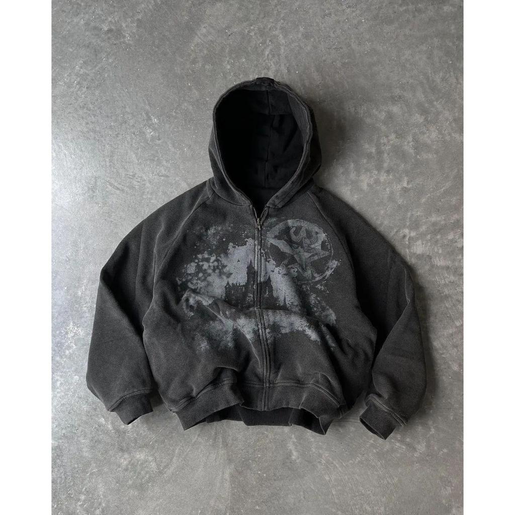 Толстовка с капюшоном Винтажный узор Принт Винтажная готическая одежда Одежда