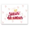 [A3636] - Ceramic Magnet 'Sister' White Pink (Heart Sister) - 8x6cm