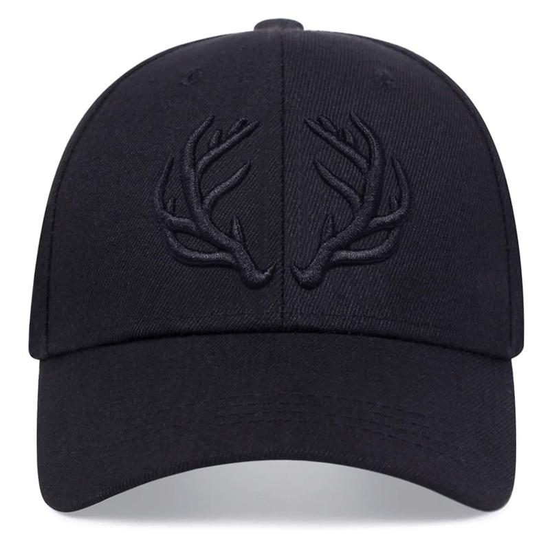 1Piece Unisex Antlers Embroidered Stitching Baseball Cap Outdoor Adjustable Sunscreen Leisure Hat Spring Autumn Travel Tourism Vacation