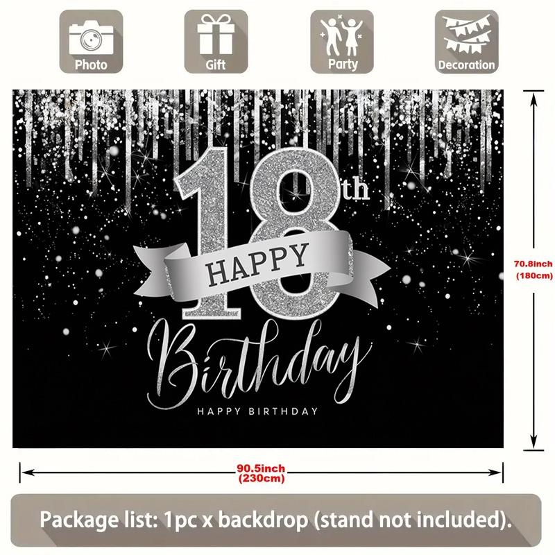 An elegant 18th birthday party banner - black and gold polyester, home decoration, birthday party decoration