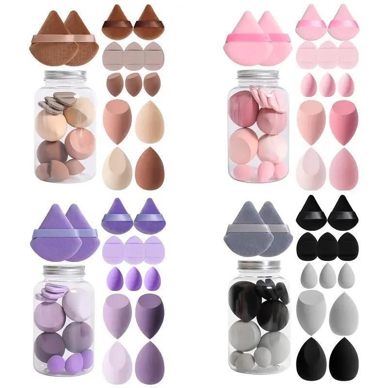 Beauty Egg Set Mini Треугольный пальчиковый пудреница Flocked Рассыпчатая пудра Воздушный кушон Макияж Яйцо Спонж Темпера Макияж Яйцо