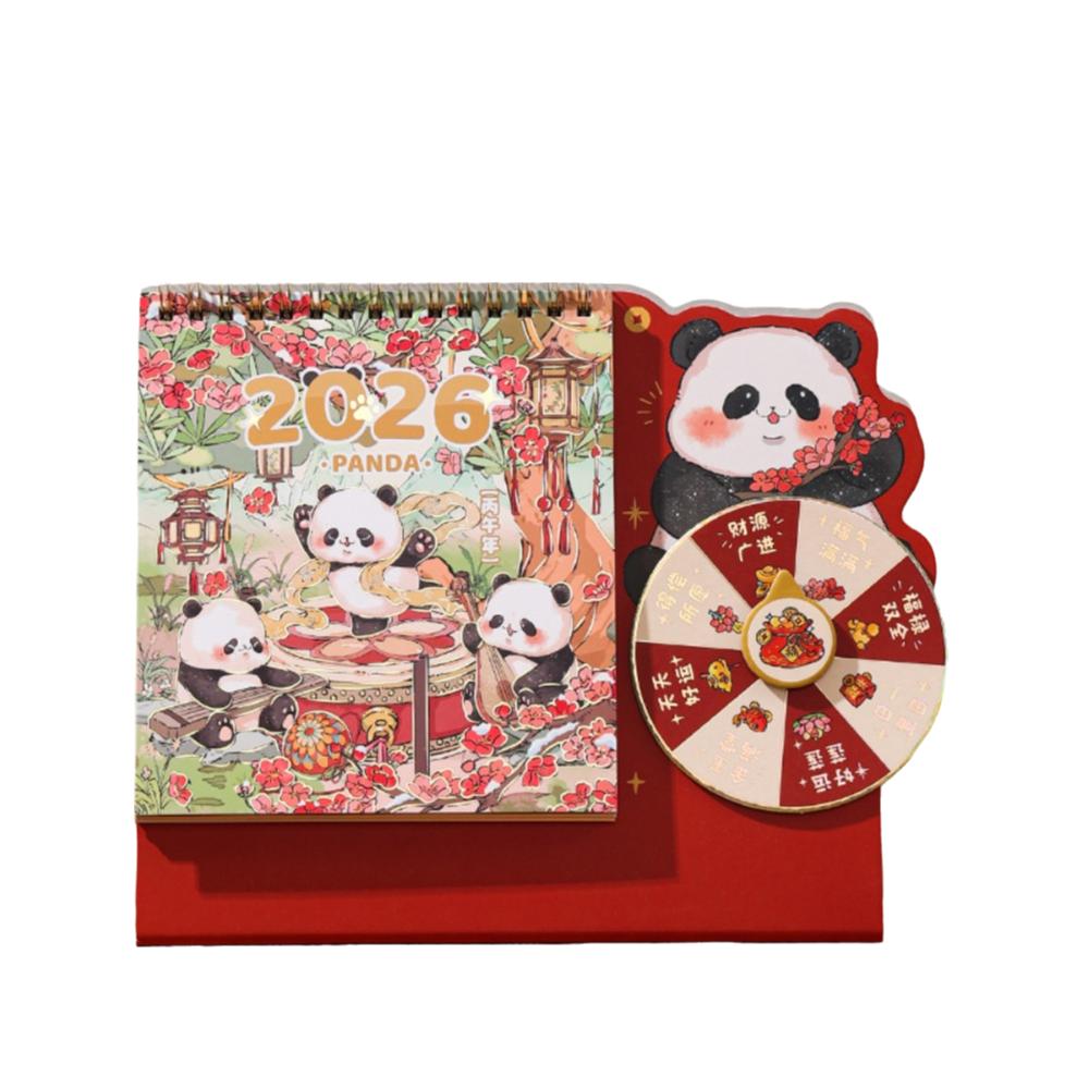 Double Coil New Year Desktop Calendar Cartoon Panda Flip Calendar Planner Calendar Home