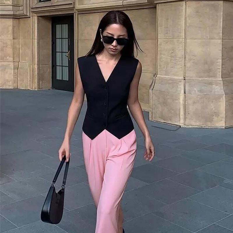 25th Anniversary Women's Black V-Neck Waistcoat: Sleeveless Retro Summer Cardigan